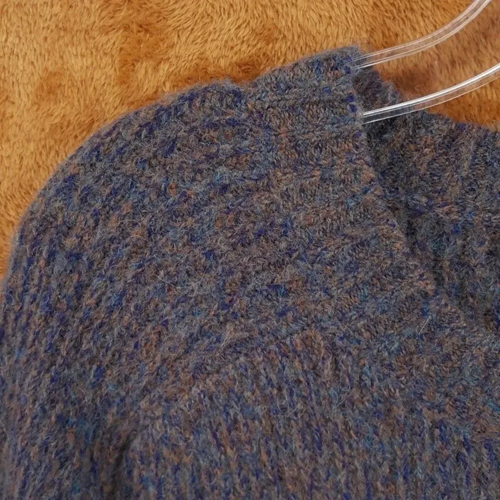 VINCE Sweater Mens Small Brown Blue Pullover Merino Wool Alpaca MOULINE $425